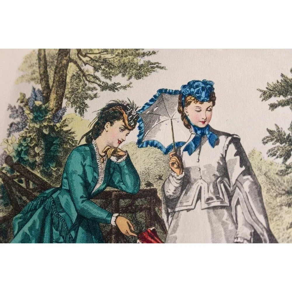 Antique French Fashion Plate Lot of 5, La Mode Illustrée 1870s, Anaïs Toudouze